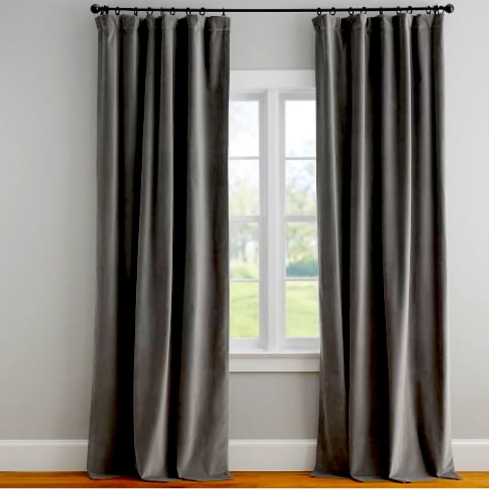 Pottery Barn Velvet Twill Curtains Two 50” x 84”
